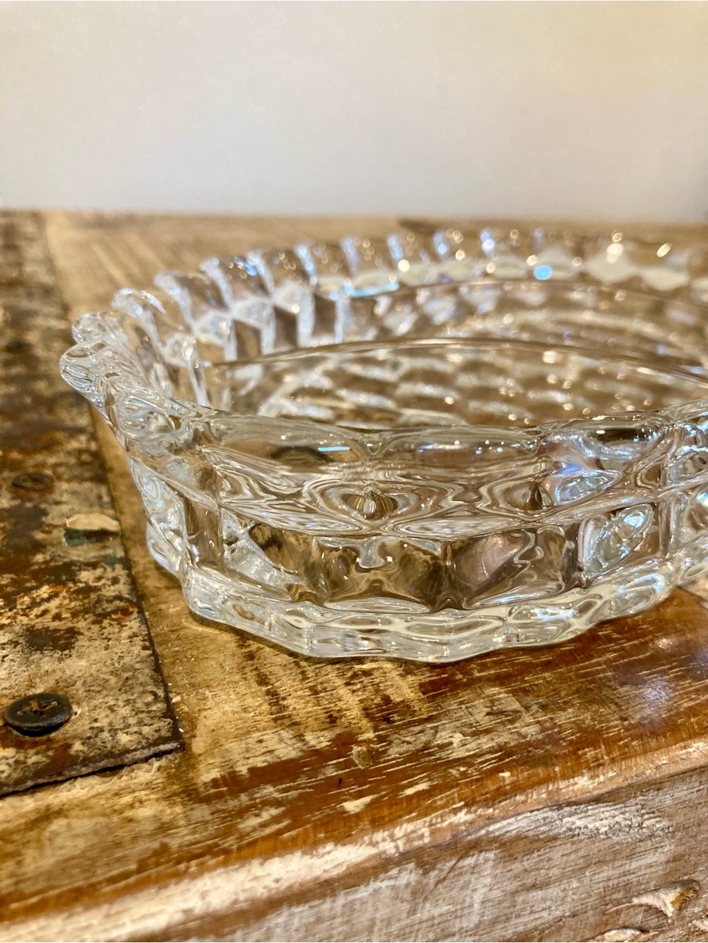 Fostoria American Glass 3 Part Relish Dish Scalloped Edges - Picture 8 of 11